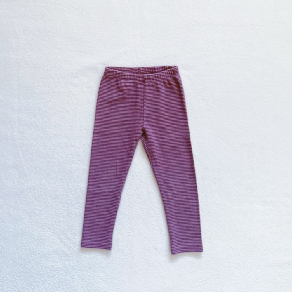 4/$22 Next Toddler Girl Purple Plum Striped Cotton Stretch Leggings Casual  3T
